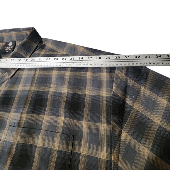 YAGO Men's Short Sleeve Plaid Button Down Shirt 5XL - Picture 3 of 8